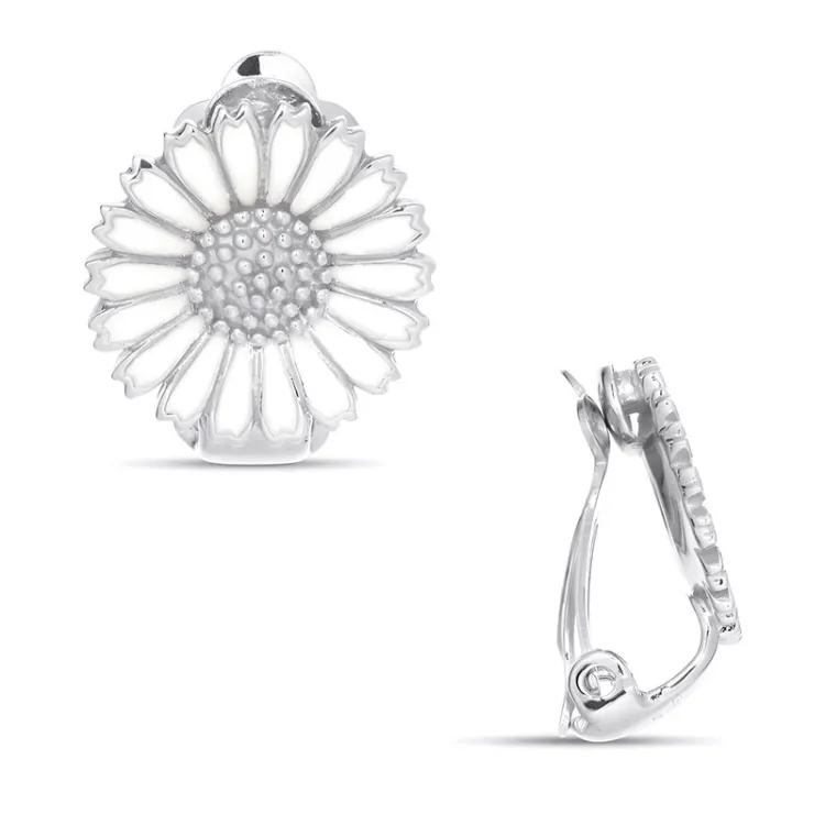 13,5 mm margriet oorclips in zilver - Marie