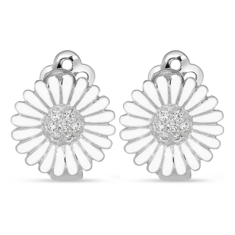 14 mm margriet oorbellen in zilver - Matilda