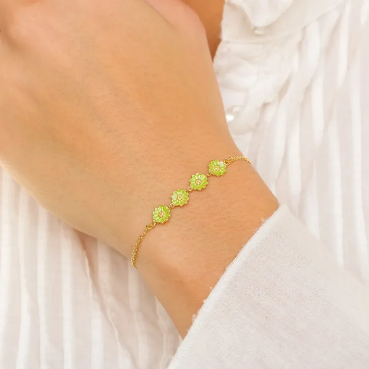 margriet lichtgroene armband in verguld sterlingzilver - Maggie