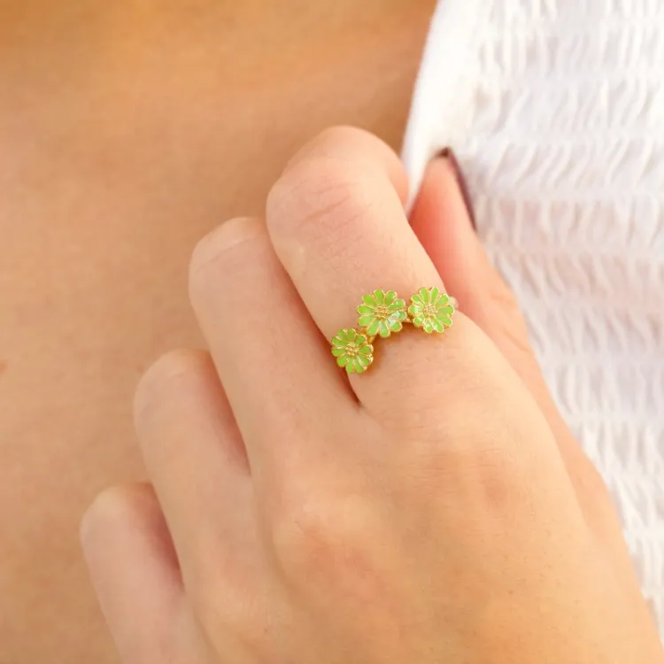 margriet lichtgroene ring in verguld sterlingzilver - Maggie