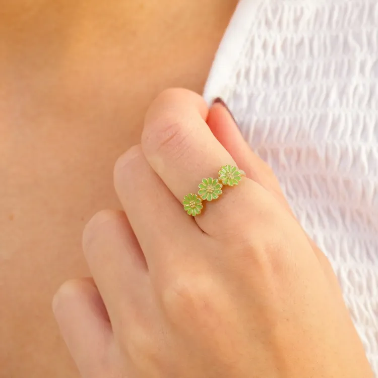 margriet lichtgroene ring in verguld sterlingzilver - Maggie