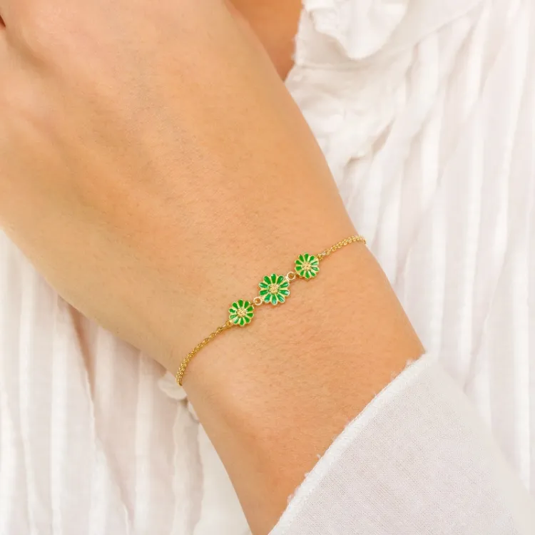 margriet donkergroen armband in verguld sterlingzilver - Maggie