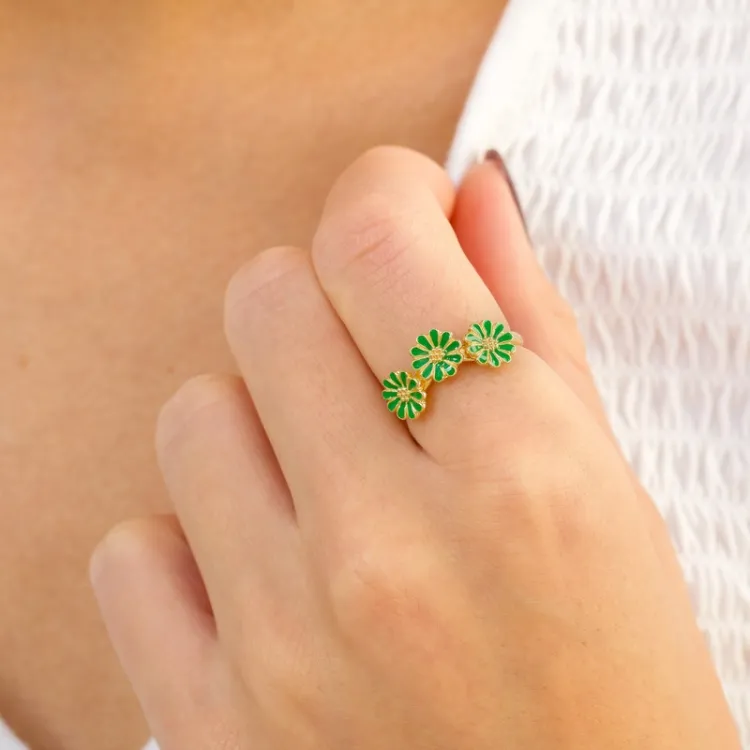 margriet donkergroen ring in verguld sterlingzilver - Matilda