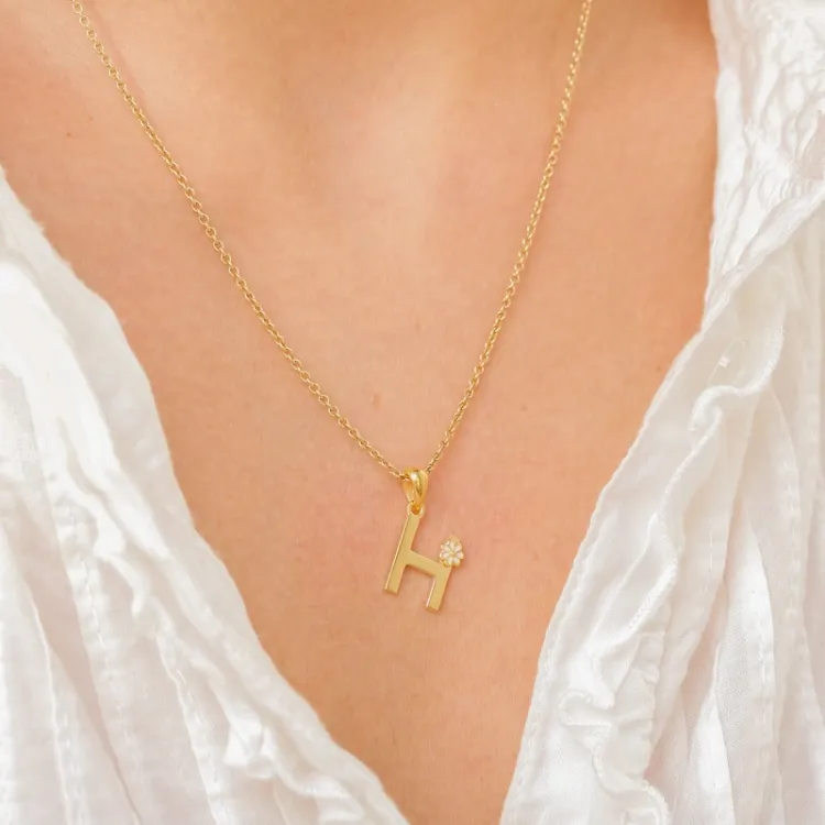 letter h hanger in verguld sterlingzilver
