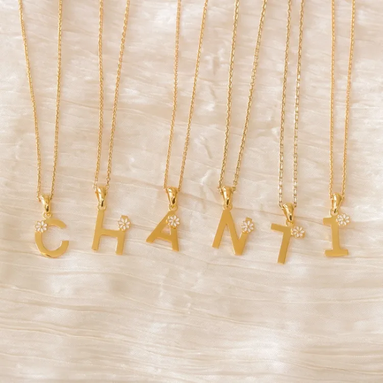 letter n hanger in verguld sterlingzilver