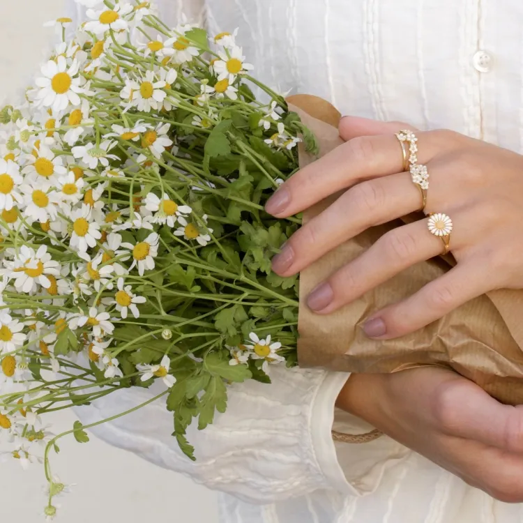 margriet witte ring in verguld sterlingzilver - Majse