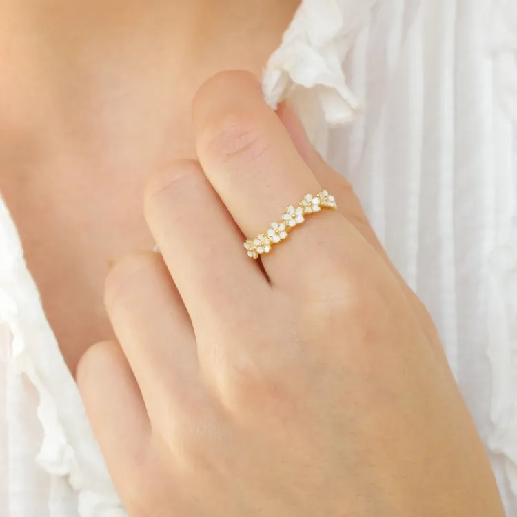 margriet witte ring in verguld sterlingzilver - Majse