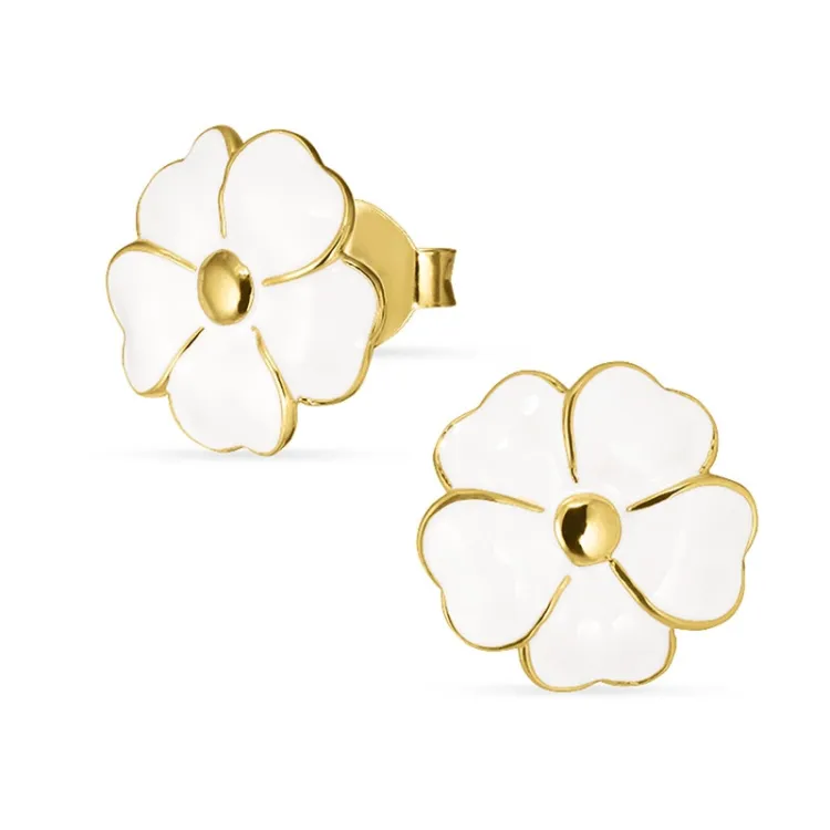 12 mm bloem oorsteker in verguld zilver