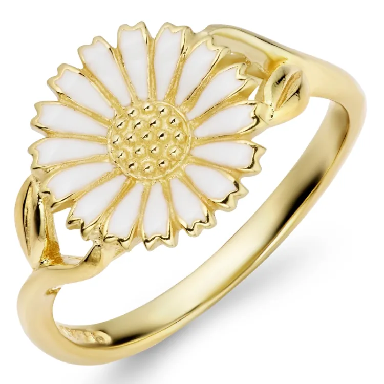 11 mm margriet ring in verguld sterlingzilver - Marie