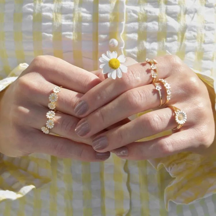 10 mm margriet ring in verguld sterlingzilver - Marie