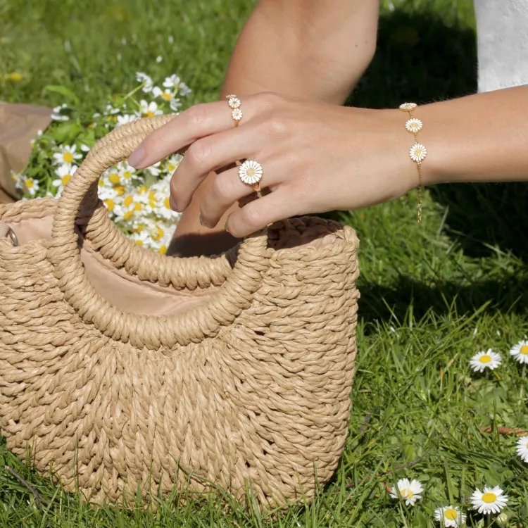 14 mm margriet ring in verguld sterlingzilver - Marie
