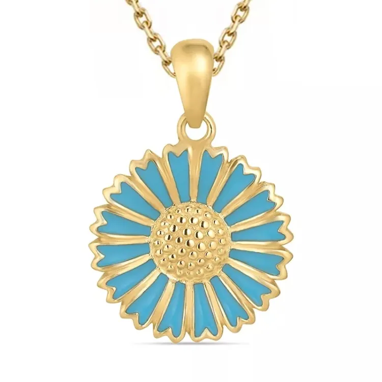 margriet blauwe ketting in verguld sterlingzilver met hanger in verguld sterlingzilver - Marie