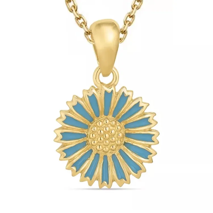 margriet blauwe ketting in verguld sterlingzilver met hanger in verguld sterlingzilver - Marie