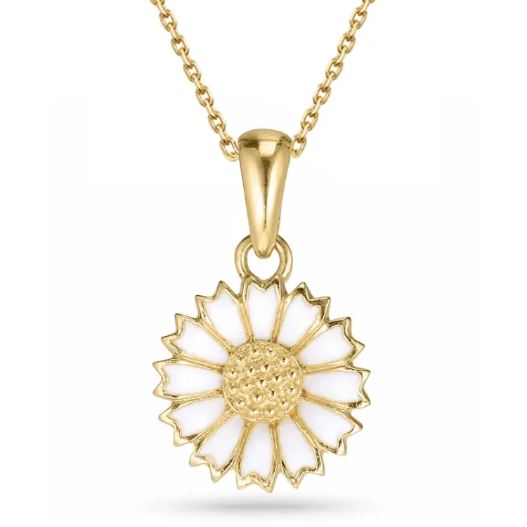 11 mm margriet ketting met hanger in verguld sterlingzilver - Marie