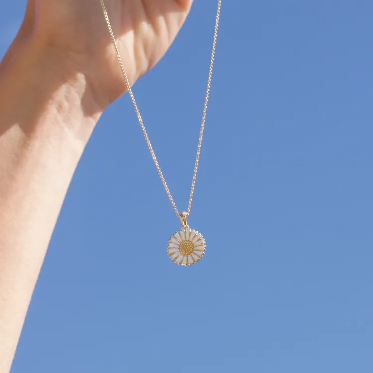 15 mm margriet ketting met hanger in verguld sterlingzilver - Marie