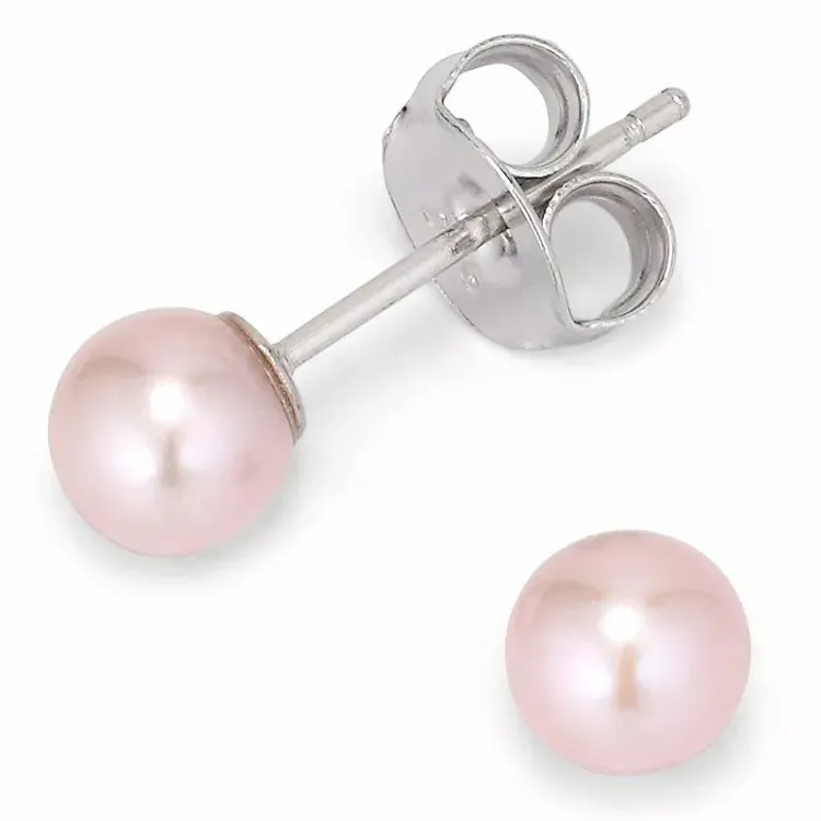 5-5,5 mm aa-graded pink parel oorstekers in zilver
