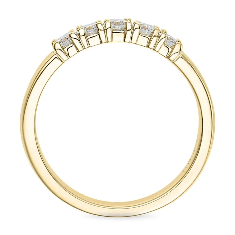 campagne - mémoire ring in 14 karaat goud 5 x 0,07 ct