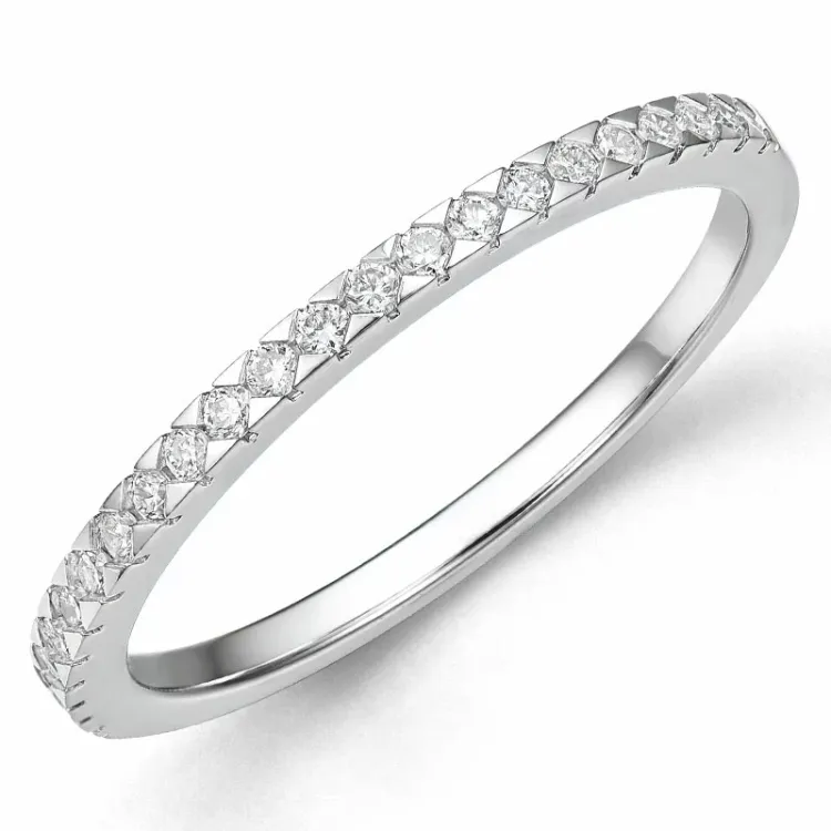 diamant mémoire ring in 14 karaat witgoud 0,20 ct