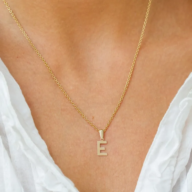letter e hanger in 8 karaat goud - My Letter