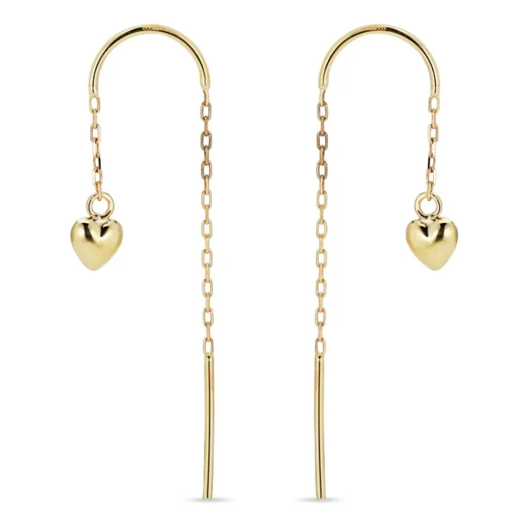 lange hart ketting oorbellen in 8 karaat goud - Gold Collection
