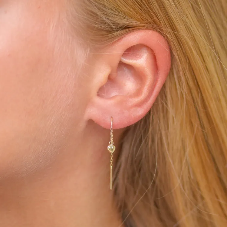lange hart ketting oorbellen in 8 karaat goud - Gold Collection