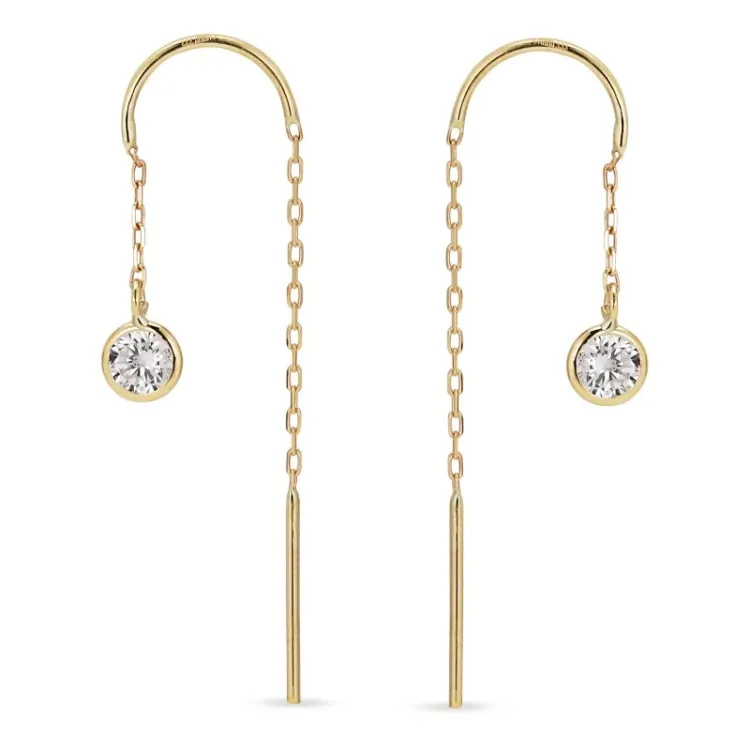 lange zirkoon ketting oorbellen in 8 karaat goud - Gold Collection