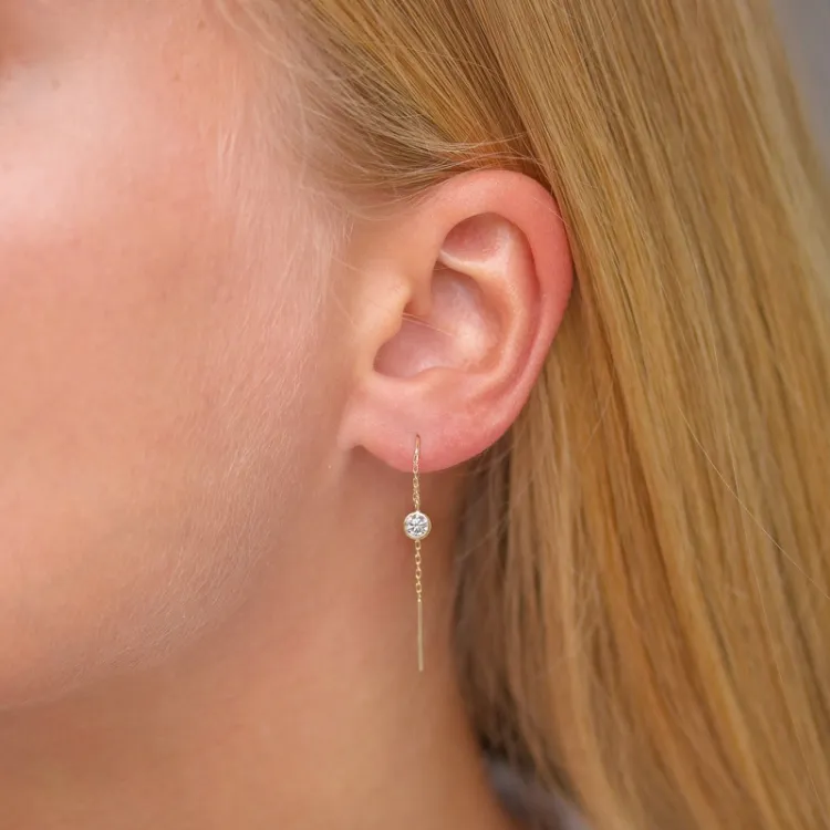 lange zirkoon ketting oorbellen in 8 karaat goud - Gold Collection