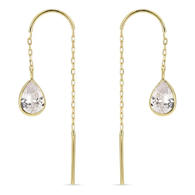 lange ketting oorbellen in 8 karaat goud - Gold Collection