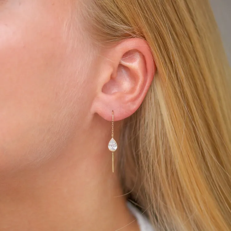lange ketting oorbellen in 8 karaat goud - Gold Collection