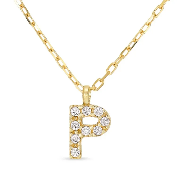 letter p zirkoon ketting met hanger in 8 karaat goud - My Letter