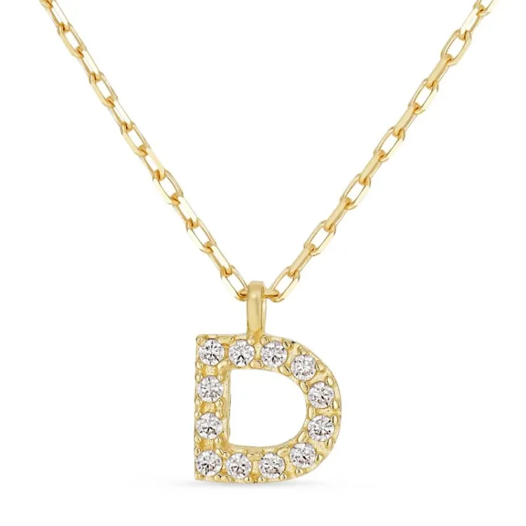 letter d zirkoon ketting met hanger in 8 karaat goud - My Letter