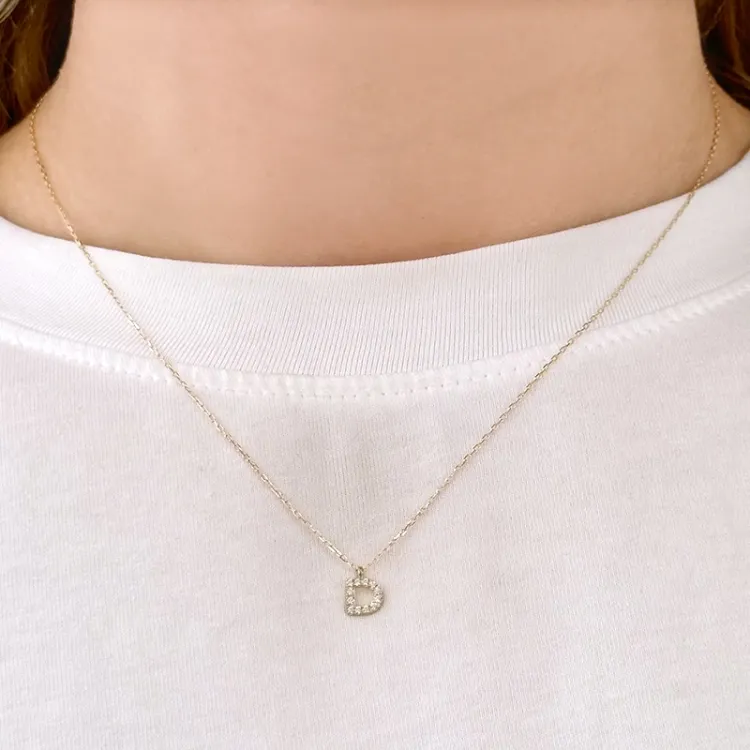 letter d zirkoon ketting met hanger in 8 karaat goud - My Letter
