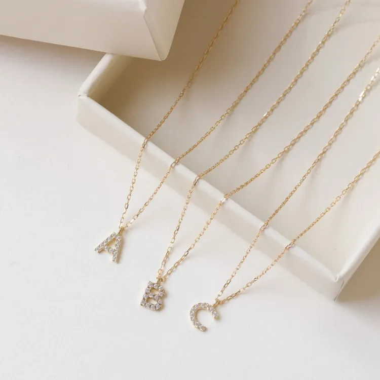 letter b zirkoon ketting met hanger in 8 karaat goud - My Letter