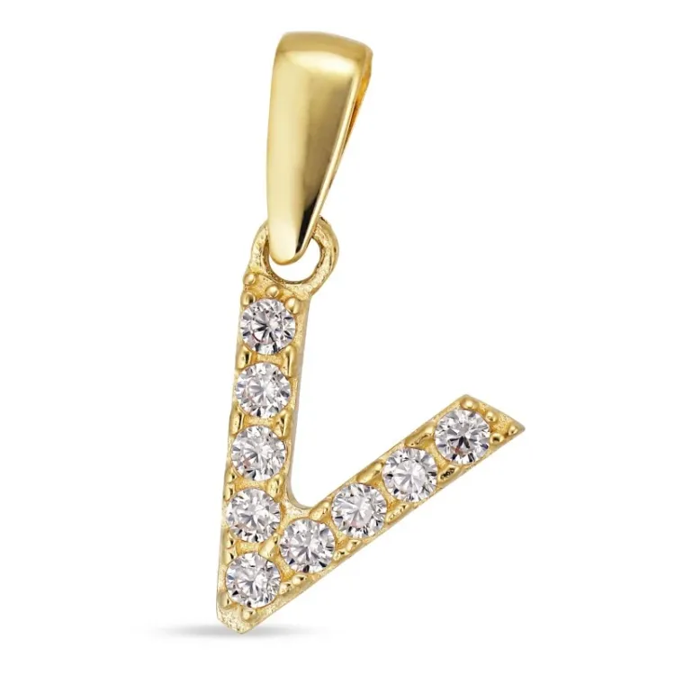 letter v hanger in 8 karaat goud - My Letter