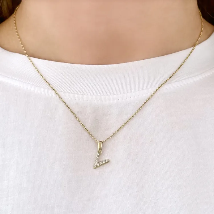 letter v hanger in 8 karaat goud - My Letter