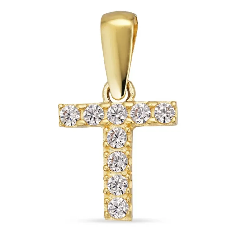 letter t hanger in 8 karaat goud - My Letter