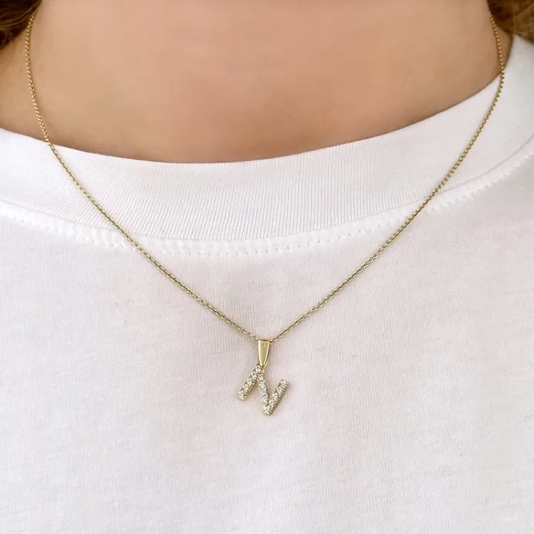 letter n hanger in 8 karaat goud - My Letter