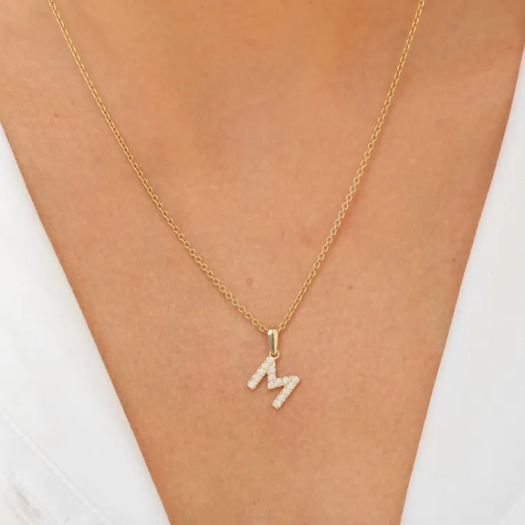 letter m hanger in 8 karaat goud - My Letter