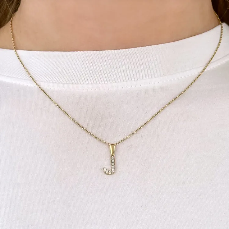 letter j hanger in 8 karaat goud - My Letter