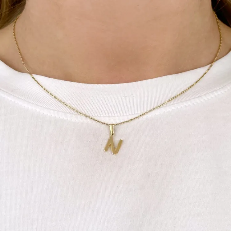 letter n hanger in 8 karaat goud - My Letter