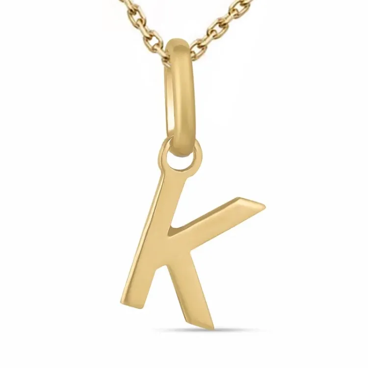 letter k ketting in verguld sterlingzilver met hanger in 8 karaat goud - My Letter
