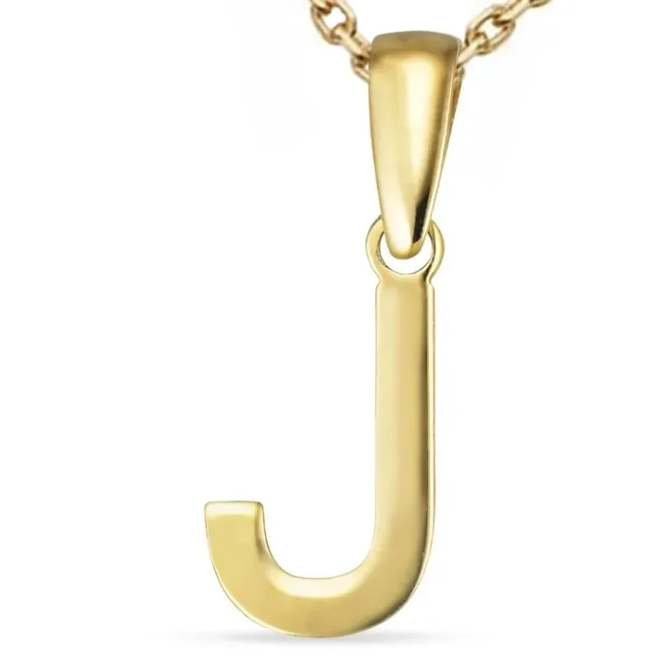 letter j ketting in verguld sterlingzilver met hanger in 8 karaat goud - My Letter