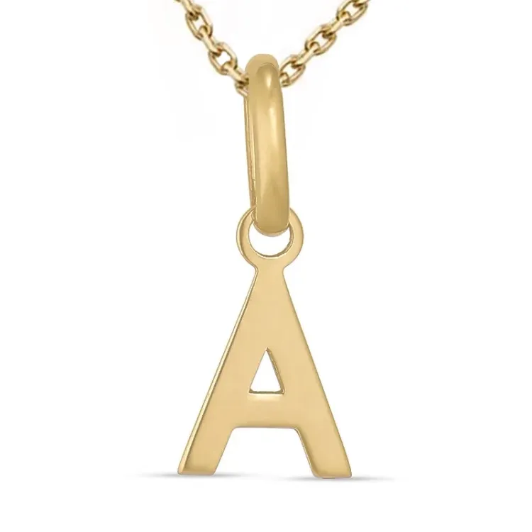 letter a ketting in verguld sterlingzilver met hanger in 8 karaat goud - My Letter