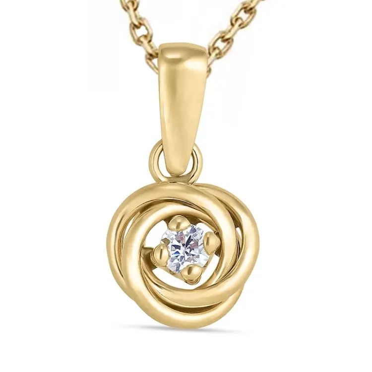 zirkoon ketting in verguld sterlingzilver met hanger in 8 karaat goud - Gold Collection