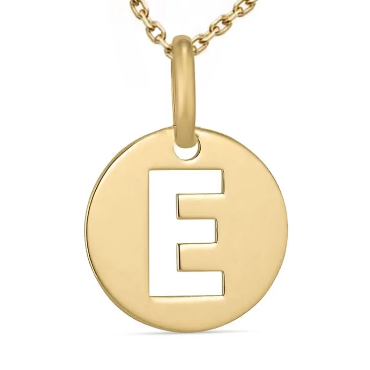letter e ketting in verguld sterlingzilver met hanger in 8 karaat goud - My Letter