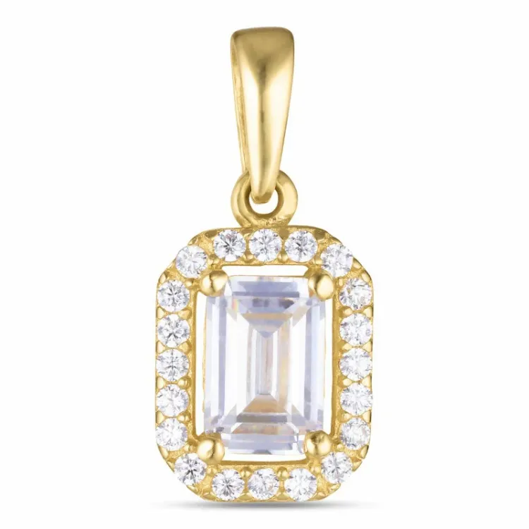 vierkant zirkoon hanger in 9 karaat goud - Gold Collection