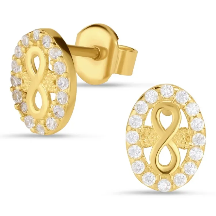 infinity oorbellen in 9 karaat goud met zirkoon - Gold Collection