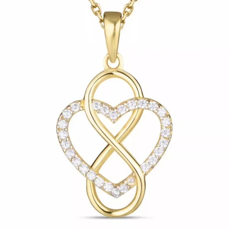 infinity zirkoon ketting in verguld sterlingzilver met hanger in 9 karaat goud - Gold Collection
