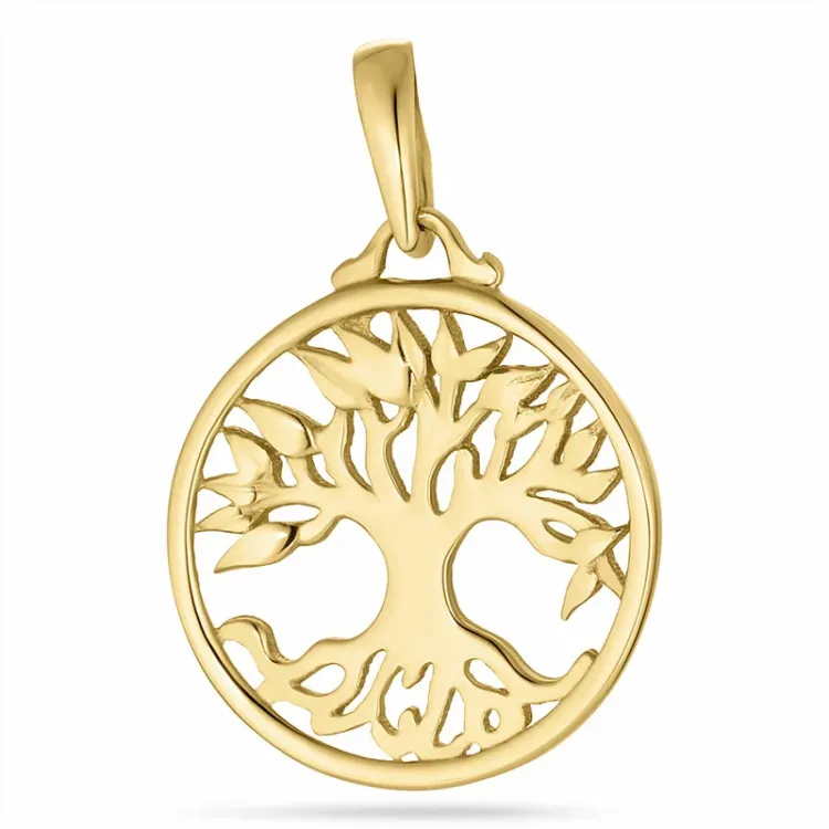 12 mm boom van het leven hanger in 8 karaat goud - Gold Collection
