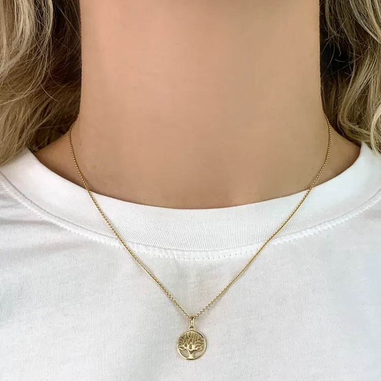 12 mm boom van het leven hanger in 8 karaat goud - Gold Collection